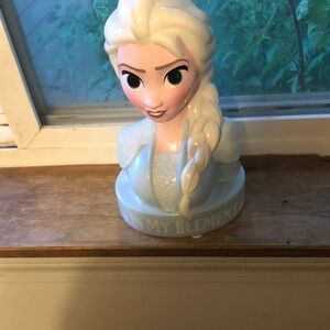Elsa-Inspired Light Blue Decorative Bust - Home Accent piggy bank